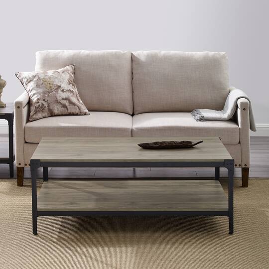 Walker Edison 48" Slate Gray Angle Iron Coffee Table